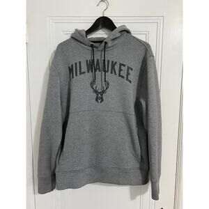 Milwaukee Bucks Gray Hoodie Sweatshirt Size Large